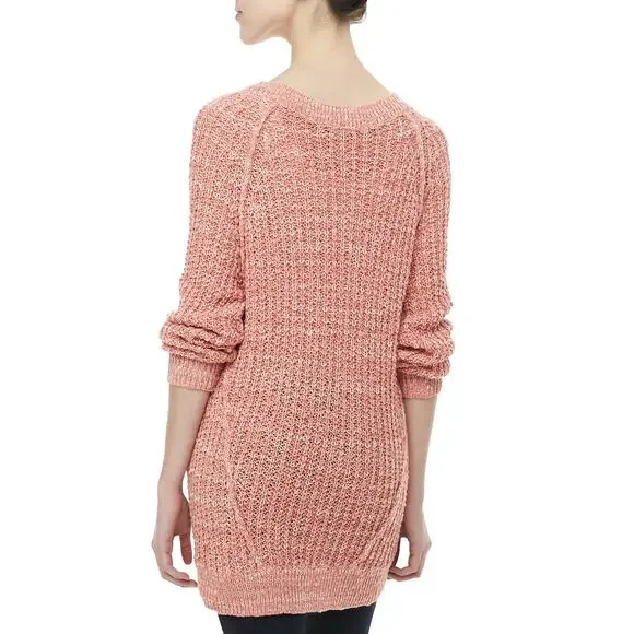 Free People Sweater XS Pink Chunky Marled Knit Long Sleeve Pullover Star Dune - Picture 5 of 11